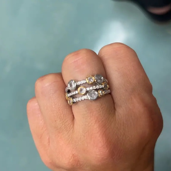 Just in! Yurman style sterling silver and gold ring with faux diamonds - Picture 4 of 5